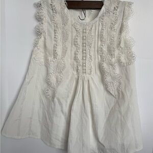 CHICWISH Women's white lace tank top Large